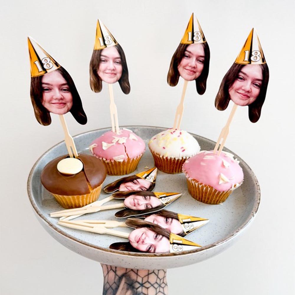 Personalised Photo Birthday Cake Toppers 12 pack