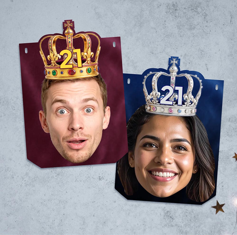 King and Queen Personalised Face Bunting