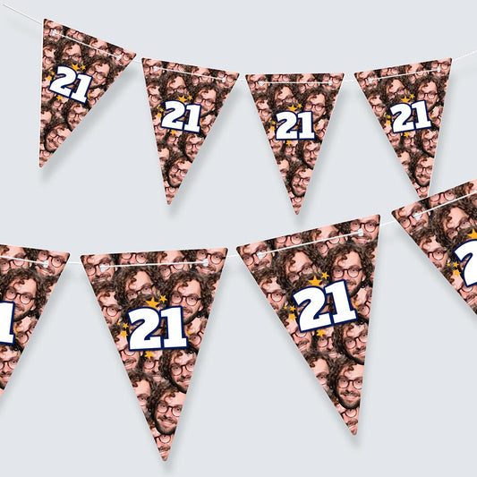 Personalised Birthday Faces Triangle Bunting