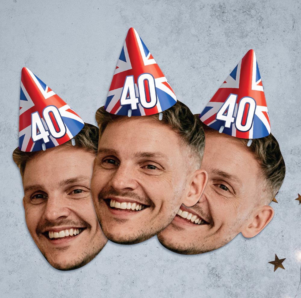 Union Jack Birthday Party Hat Face Bunting