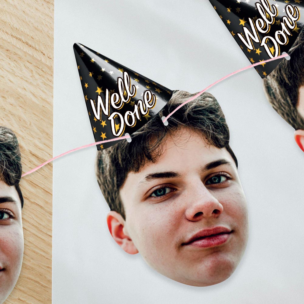 Well Done Party Hat Face Bunting