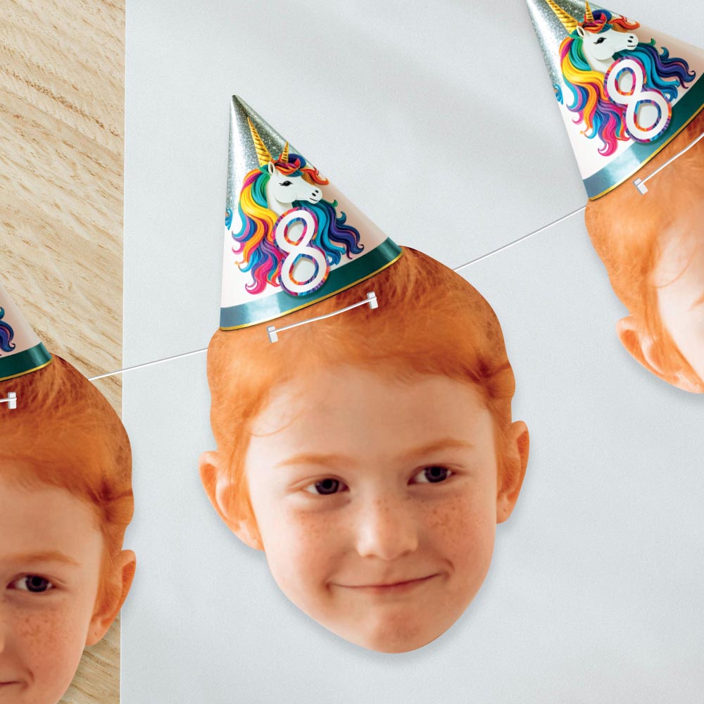 Unicorn Birthday Party Hat Face Bunting