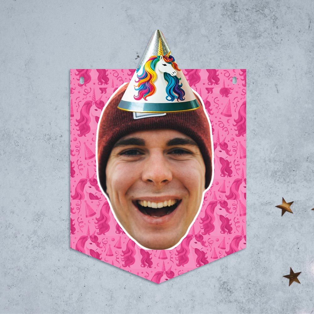Unicorn Birthday Party Hat Face Bunting