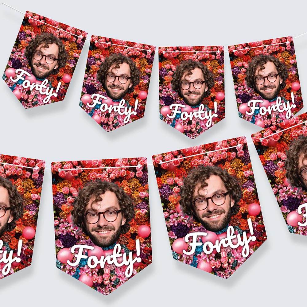 Personalised Birthday Face Floral themed Bunting