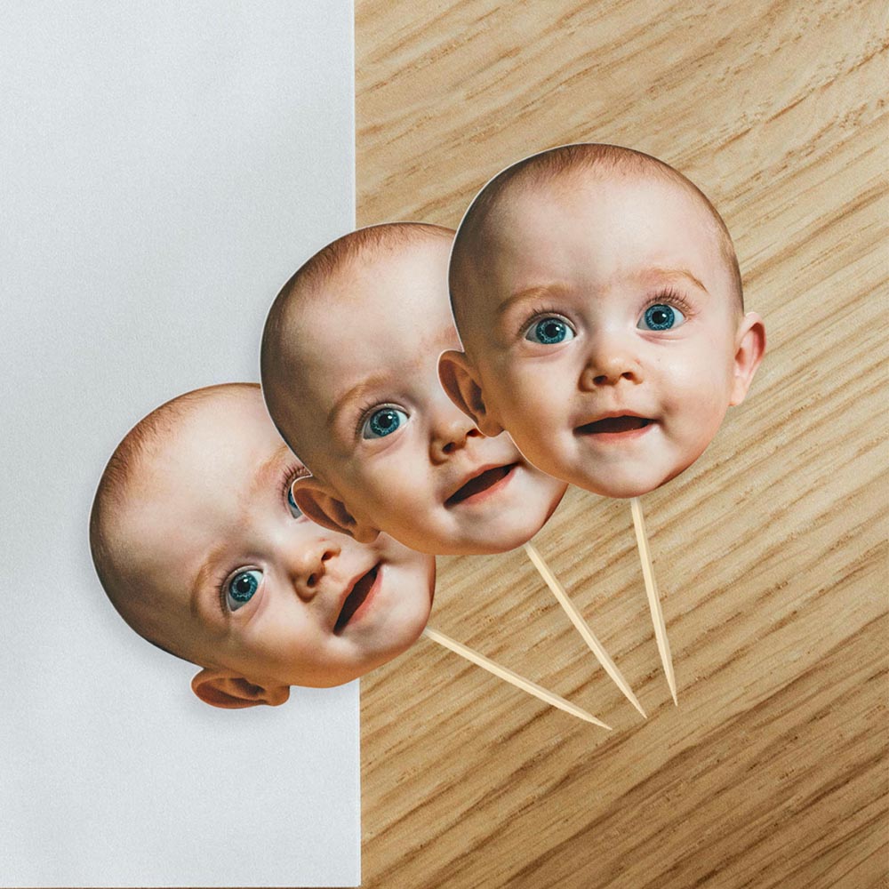 Personalised Baby Face Cake Toppers 12 pack