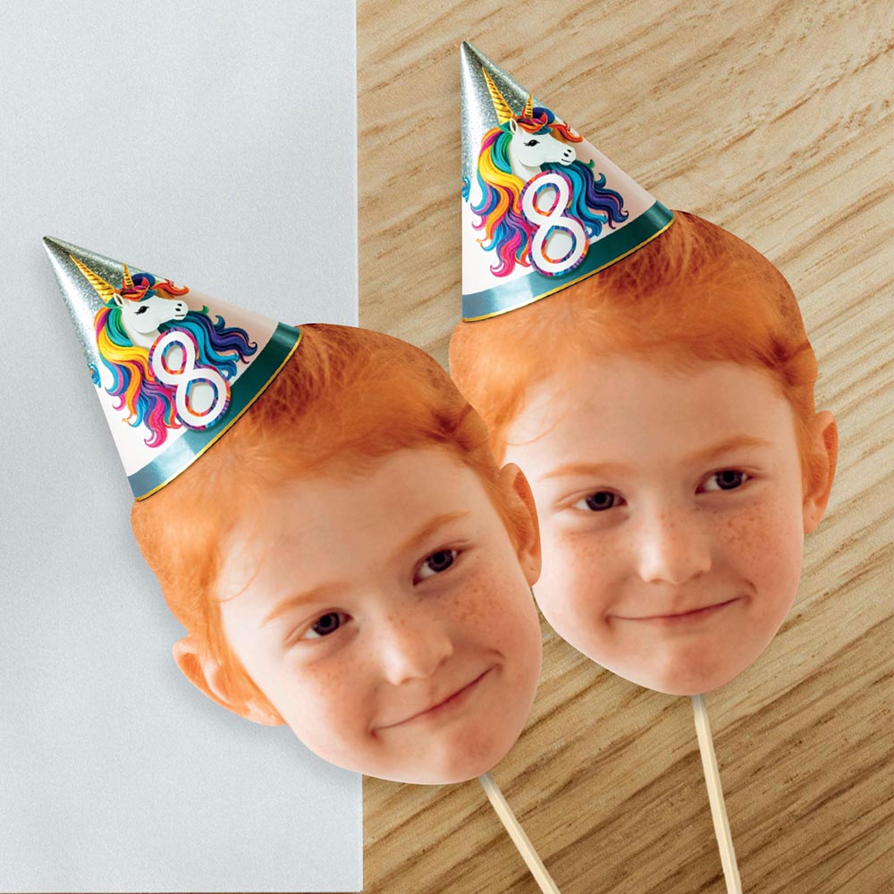 Personalised Unicorn Hat Cake Toppers 12 pack