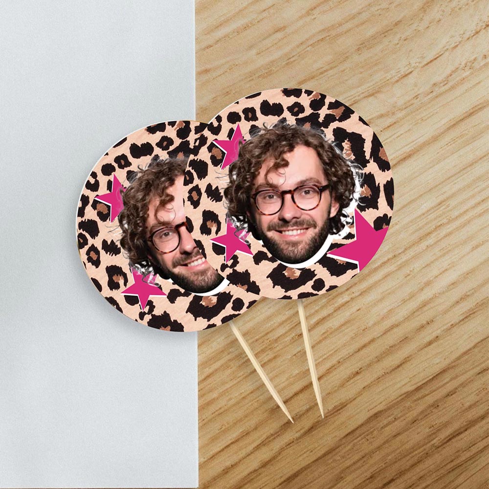 Leopard Print Photo Cake Toppers