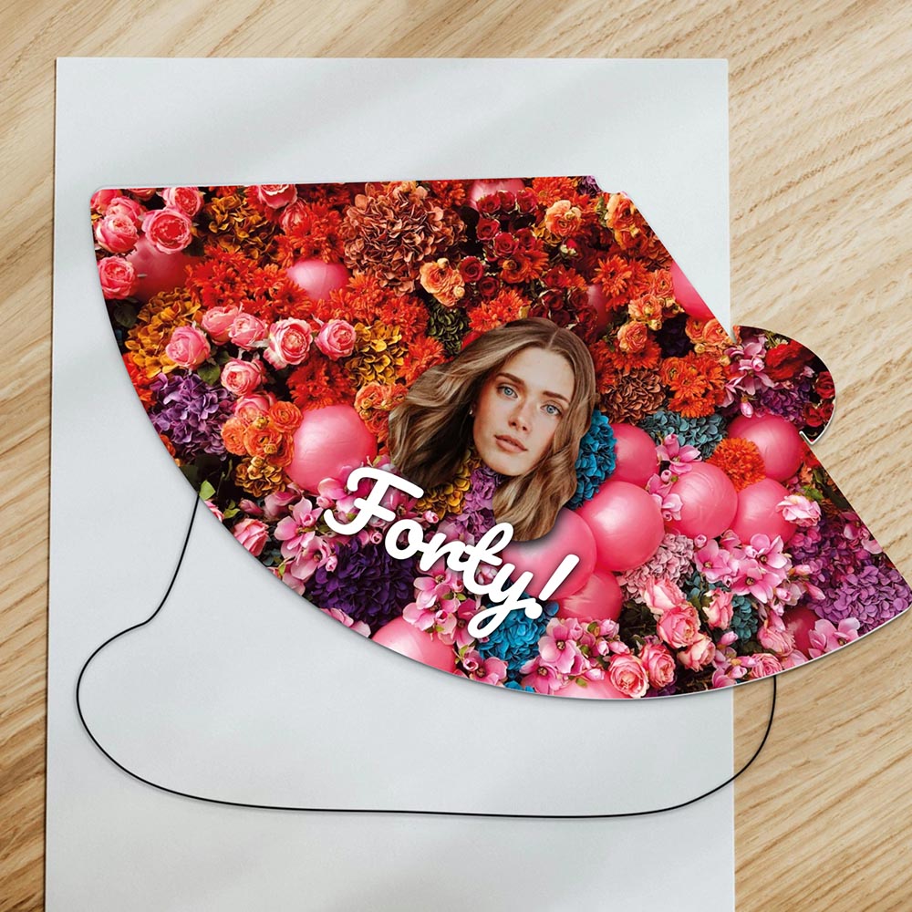 Birthday Face and Age Floral Balloons Party Hats