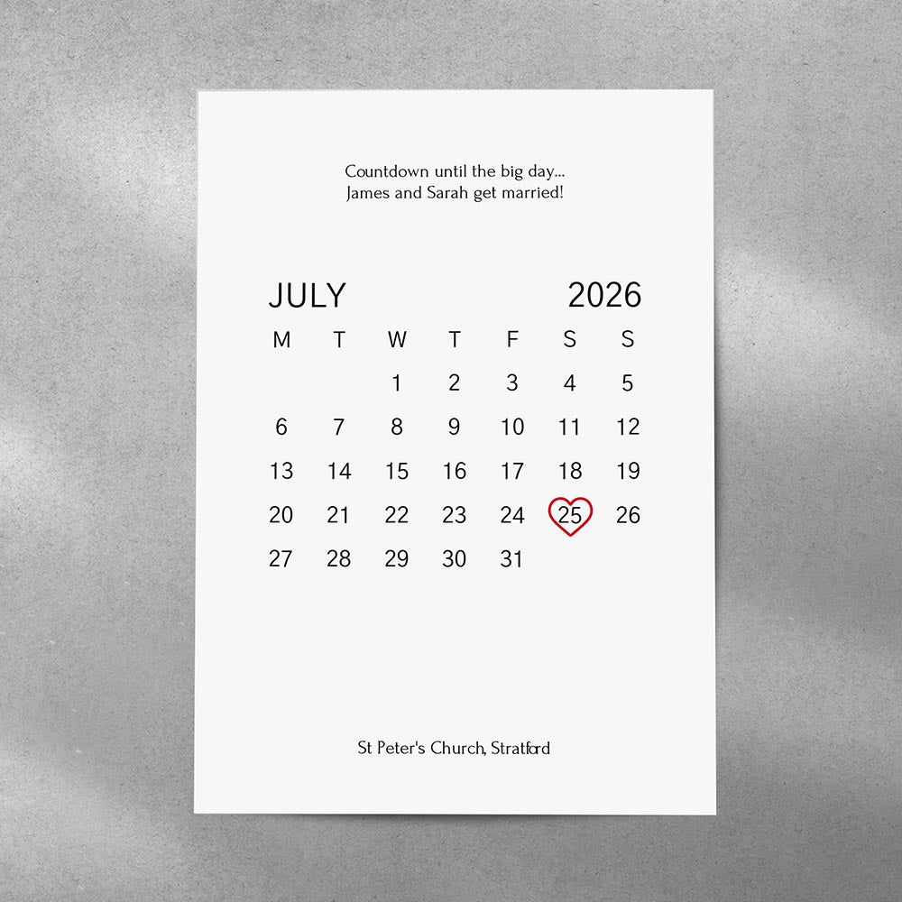 Your Wedding Date Calendar Art Print