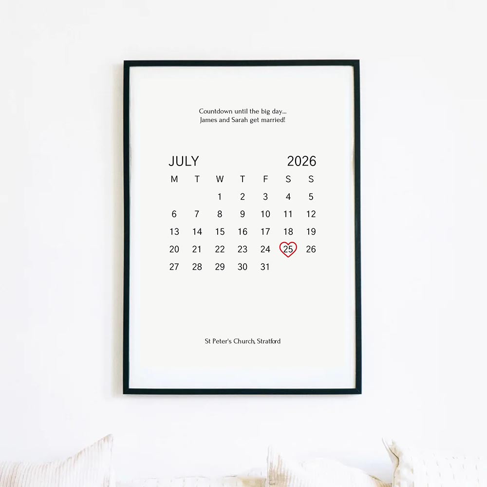 Your Wedding Date Calendar Art Print