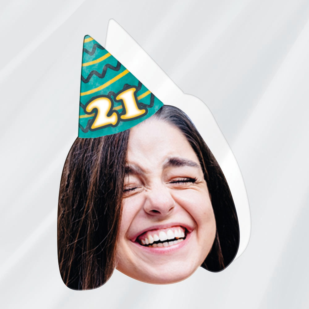Personalised Birthday Party Hat Face Shaped Stickers