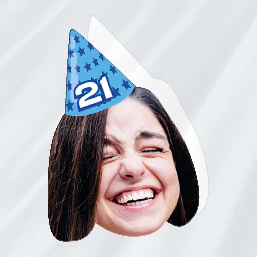 Personalised Birthday Party Hat Face Shaped Stickers