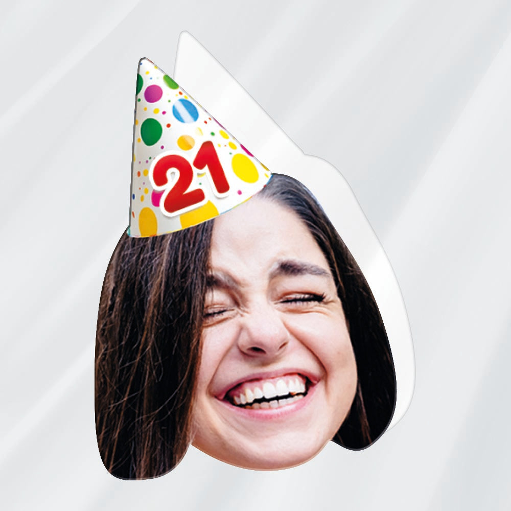 Personalised Birthday Party Hat Face Shaped Stickers