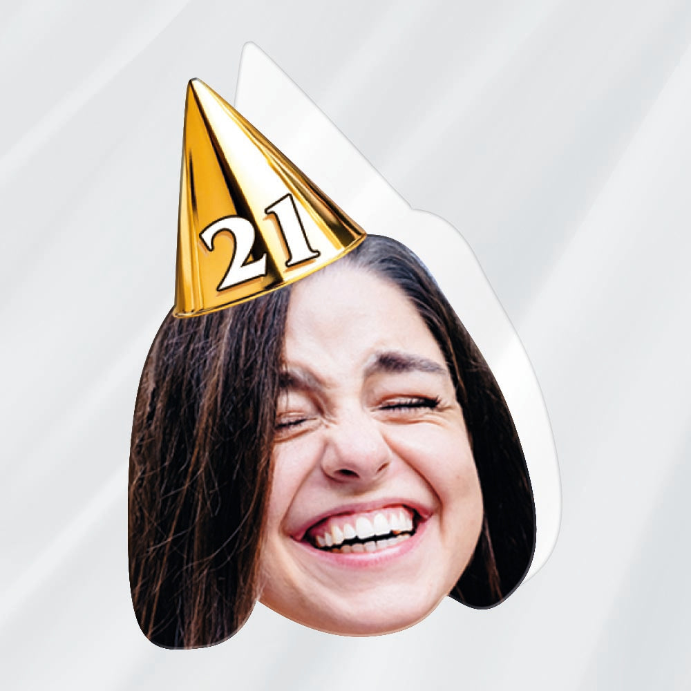 Personalised Birthday Party Hat Face Shaped Stickers