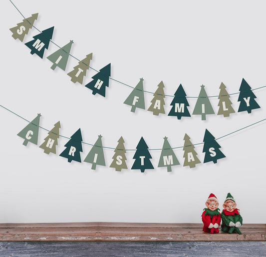 Personalised Family Name Christmas Tree Bunting