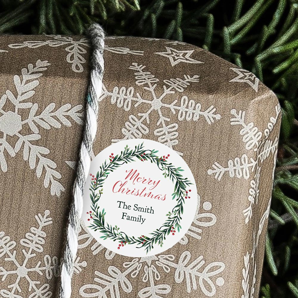 Personalised Wreath Merry Christmas from Stickers