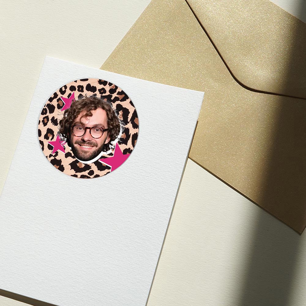 Personalised Leopard Pattern Birthday Face Stickers