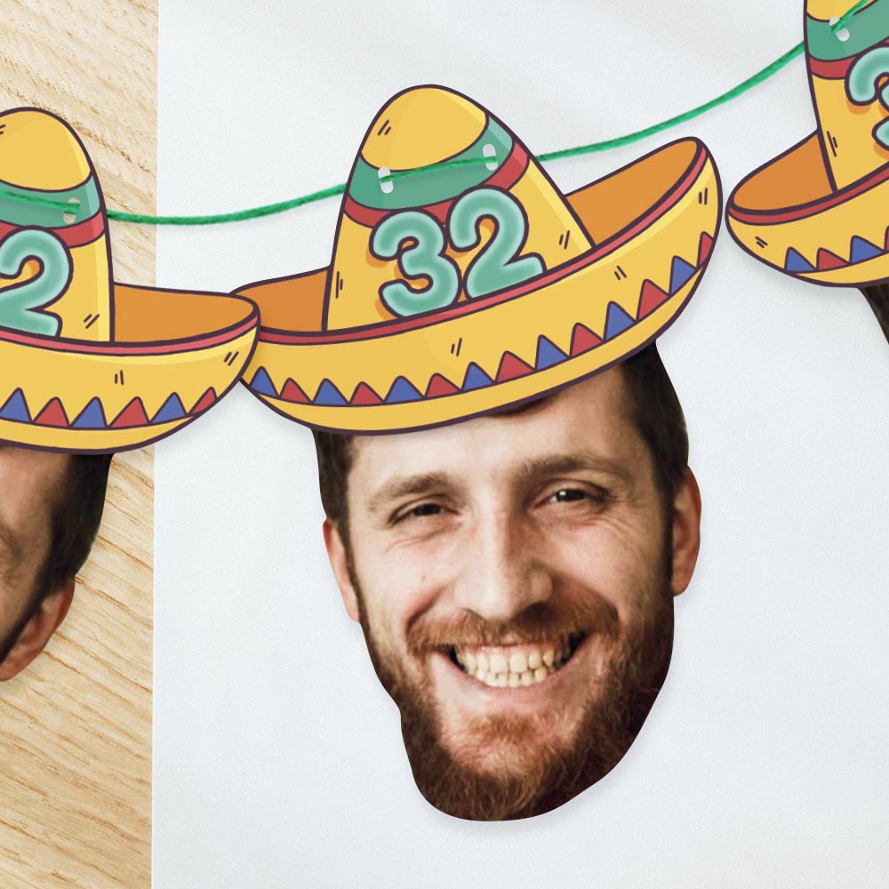 Personalised Birthday Mexican Sombrero Face Bunting