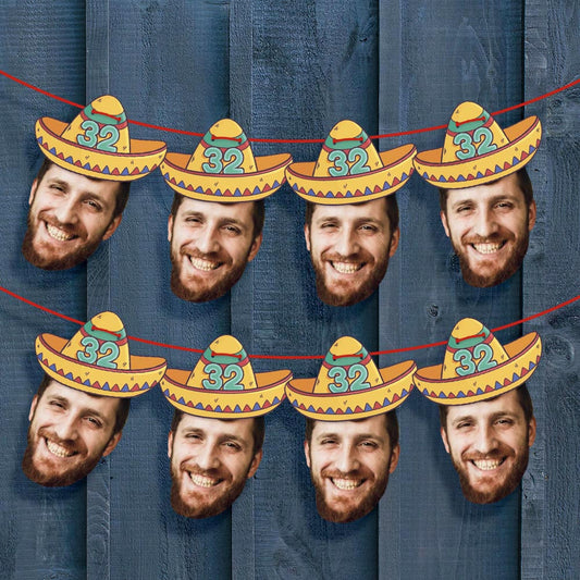 Personalised Birthday Mexican Sombrero Face Bunting