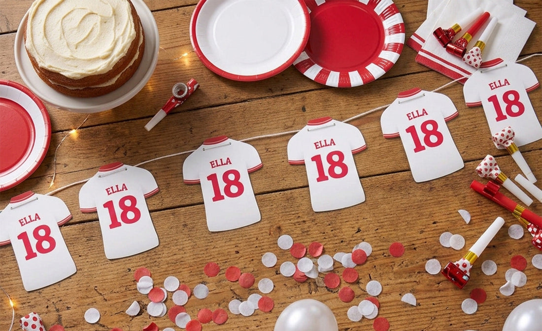 Score Big on Birthday Decor: Design Your Own Custom Football Shirt Bunting!