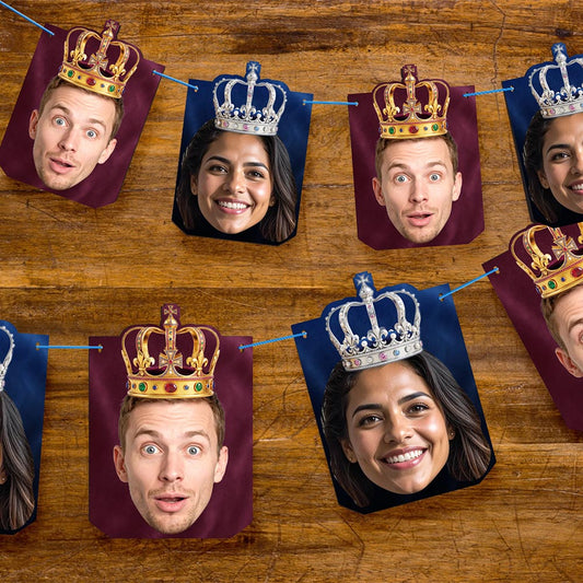 King and Queen Personalised Face Bunting