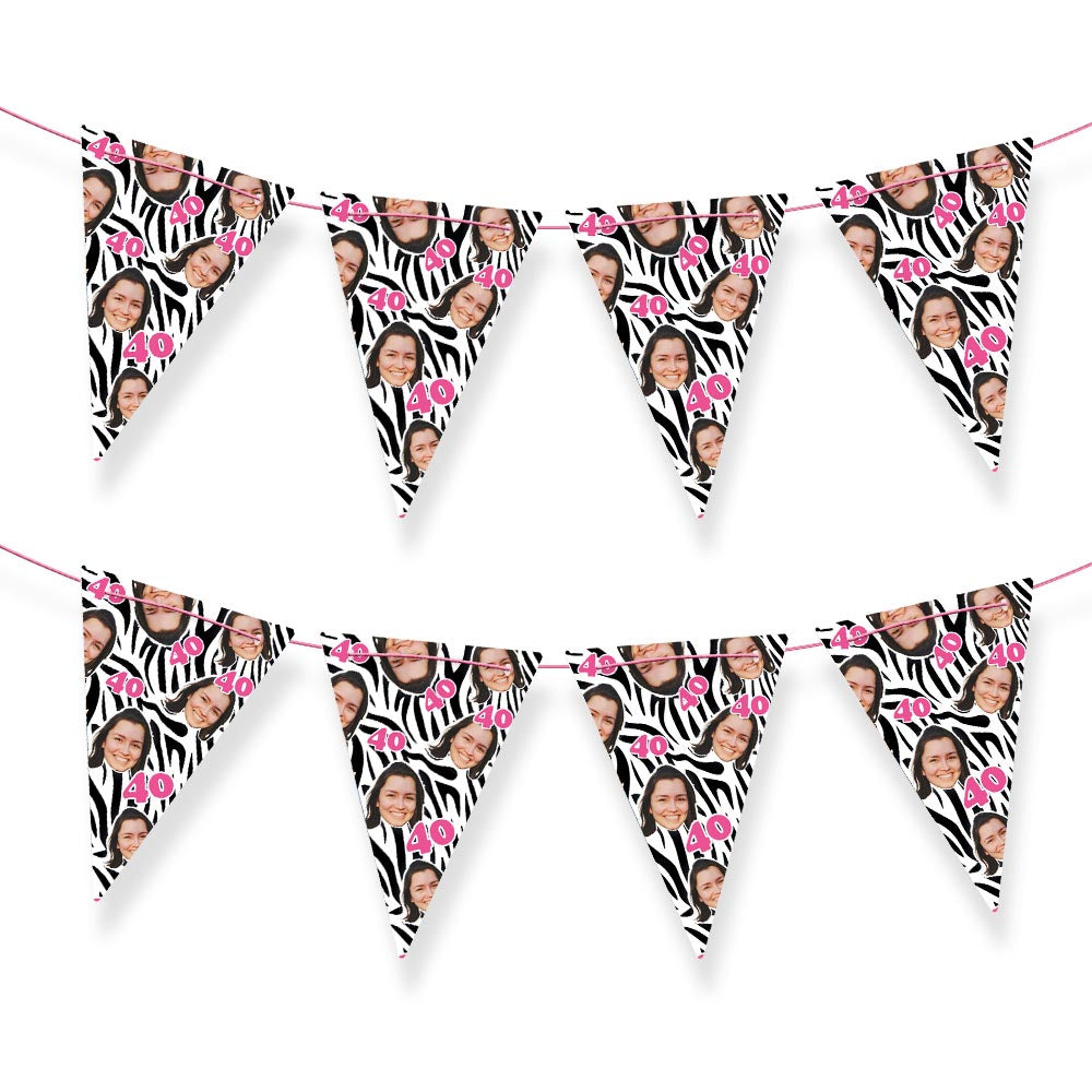 Personalised Birthday Zebra Pattern Triangle Bunting