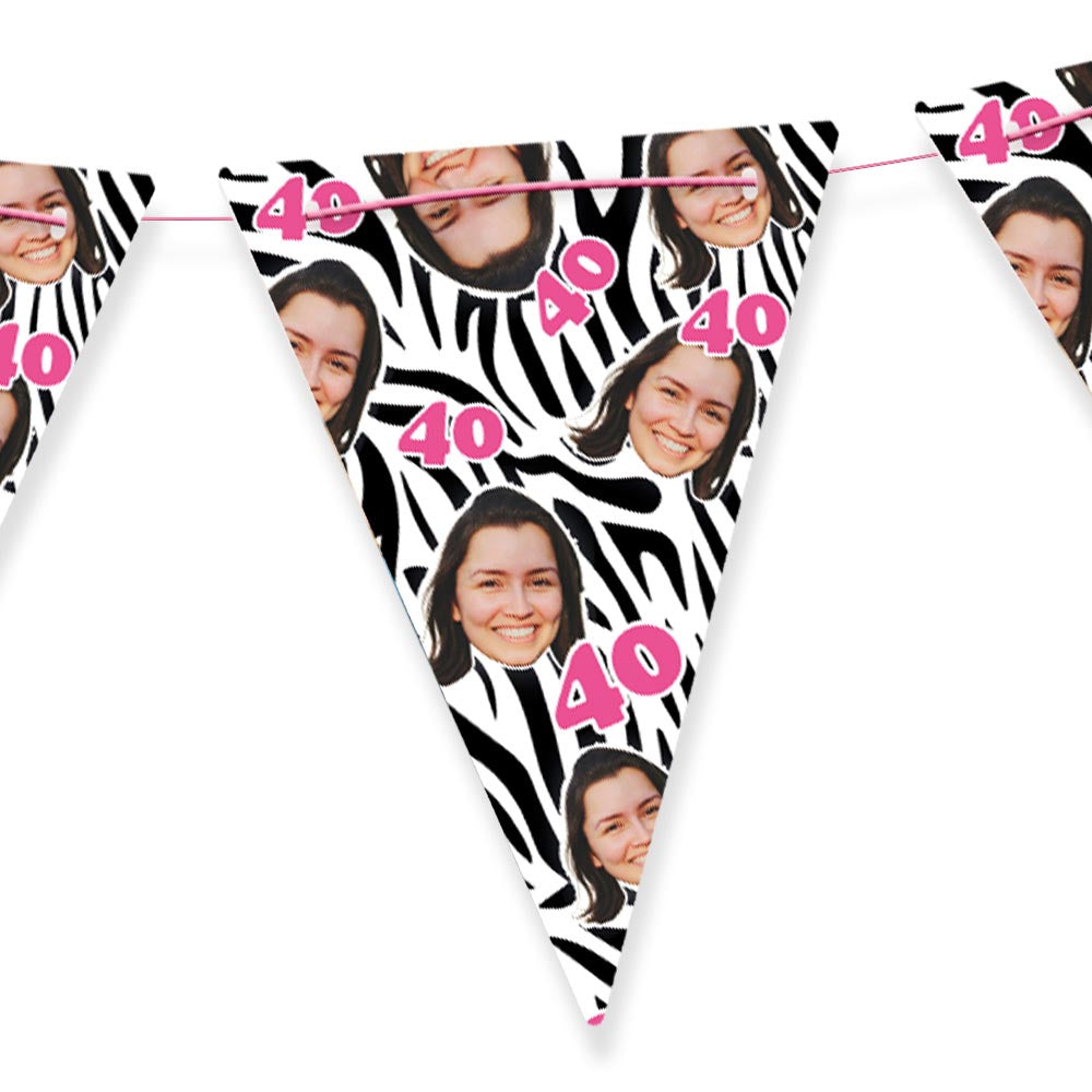 Personalised Birthday Zebra Pattern Triangle Bunting