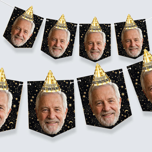 Happy Retirement Party Hat Face Bunting