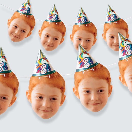 Unicorn Birthday Party Hat Face Bunting