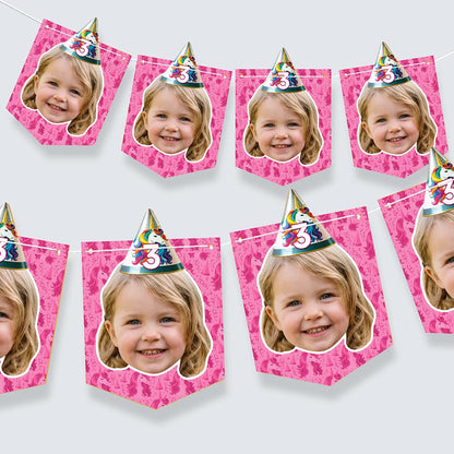 Unicorn Birthday Party Hat Face Bunting