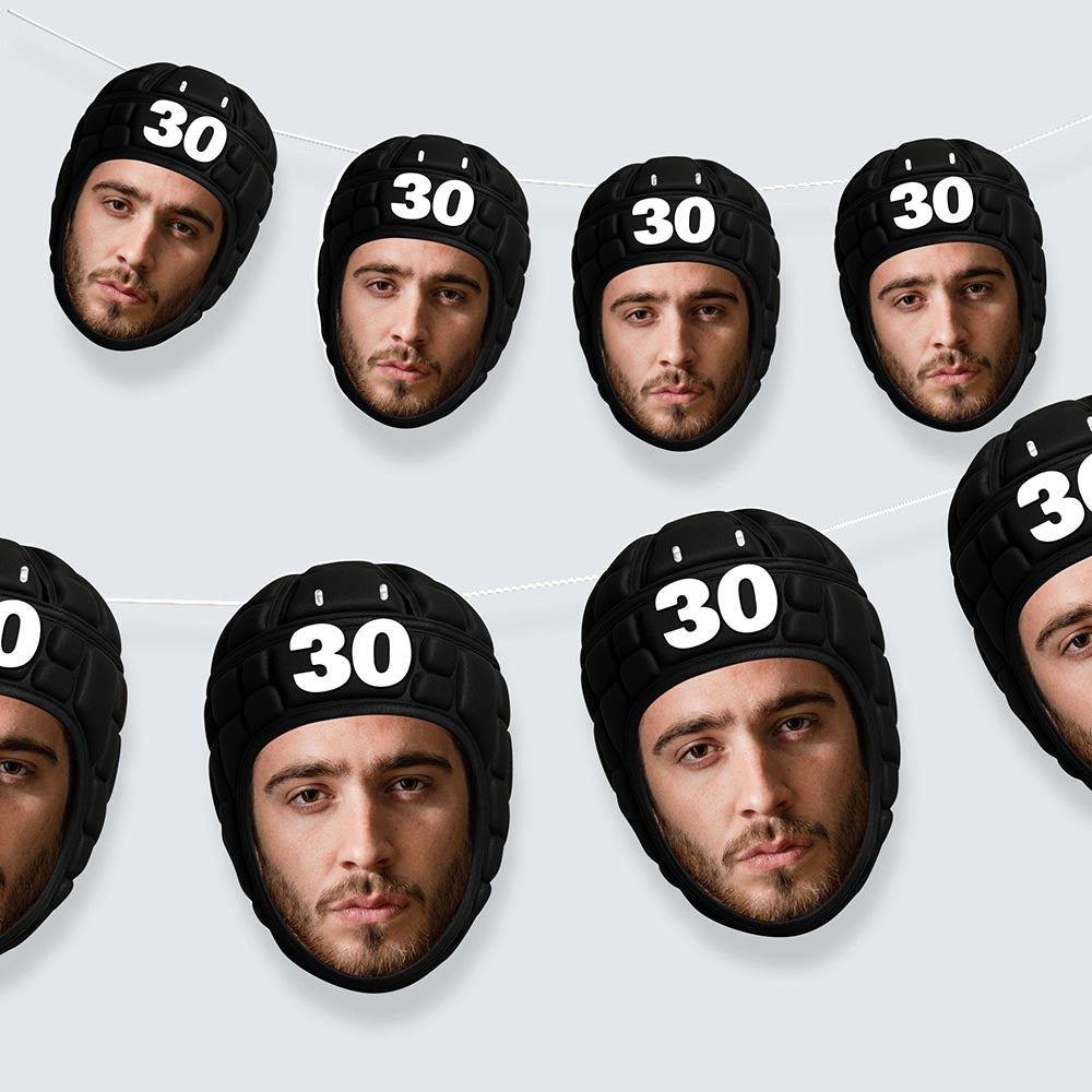 Rugby Scrum Cap Personalised Face Bunting