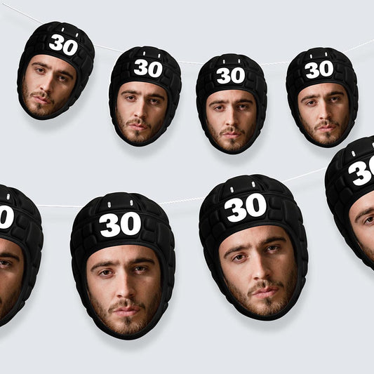 Rugby Scrum Cap Personalised Face Bunting