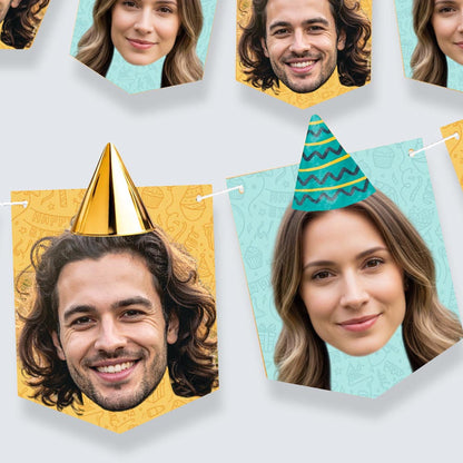 Two Faces Party Hat Personalised Bunting
