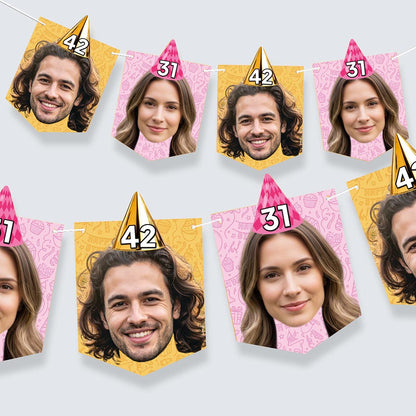 Two Faces Party Hat Personalised Bunting