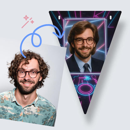 Personalised Cheesy 80s Theme AI Photo Bunting