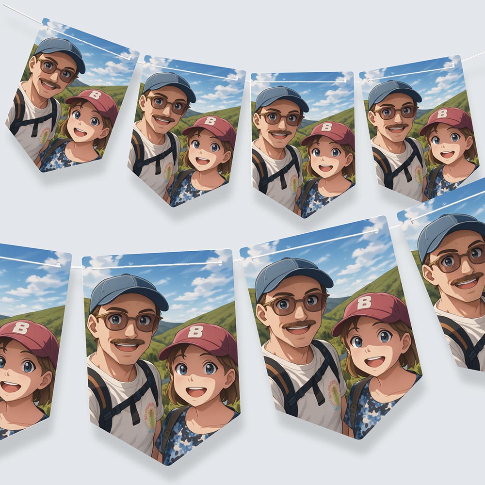 Personalised Japanese Anime Style AI Photo Bunting