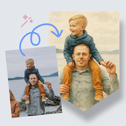 Personalised Watercolour Painting Style AI Photo Bunting