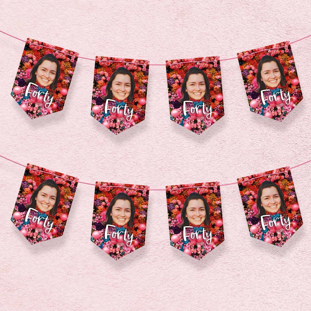 Personalised Birthday Face Floral themed Bunting
