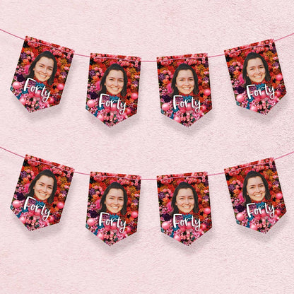 Personalised Birthday Face Floral themed Bunting