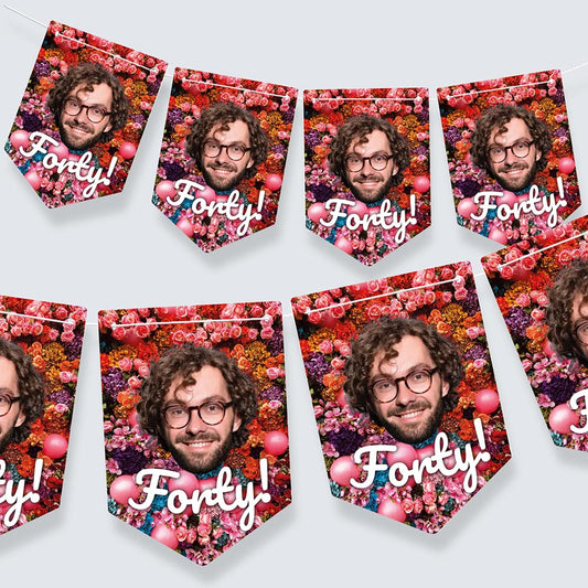 Personalised Birthday Face Floral themed Bunting