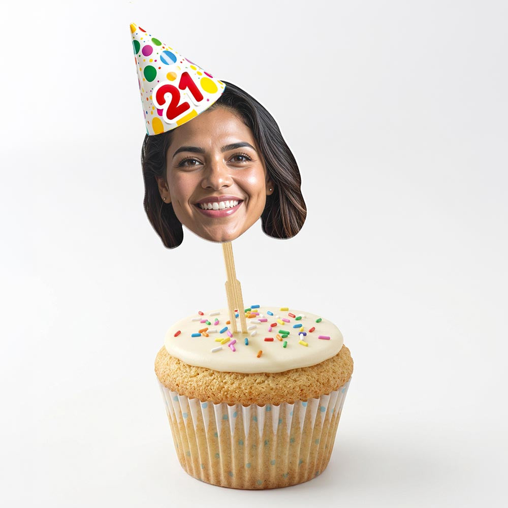 Personalised Photo Birthday Party Hat Cake Toppers