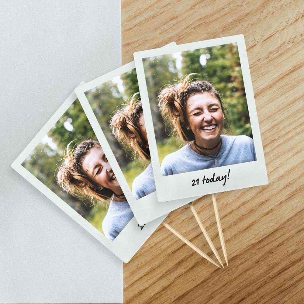 Personalised Instant Photo Style Cake Toppers 12 pack