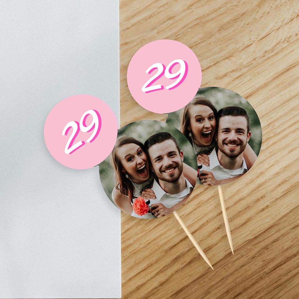 Personalised Fun Photo Birthday Cake Toppers 12 pack