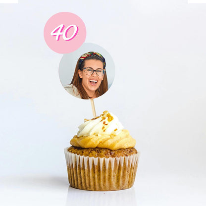 Personalised Fun Photo Birthday Cake Toppers 12 pack
