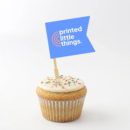 Custom Printed Logo Flag Cake Toppers 12 pack
