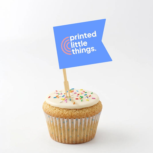 Custom Printed Logo Flag Cake Toppers 12 pack