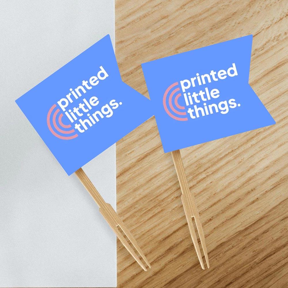Custom Printed Logo Flag Cake Toppers 12 pack
