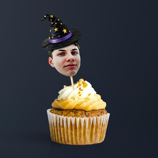 Personalised Witches Hat Halloween Cake Toppers 12 pack