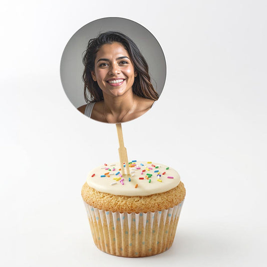Photo Circle Cake Toppers 12 pack