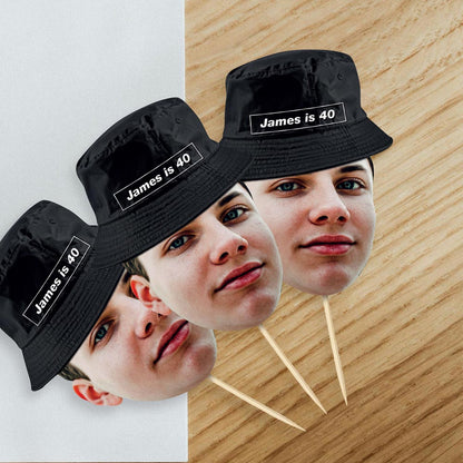 Personalised Bucket Hat Cake Toppers 12 pack